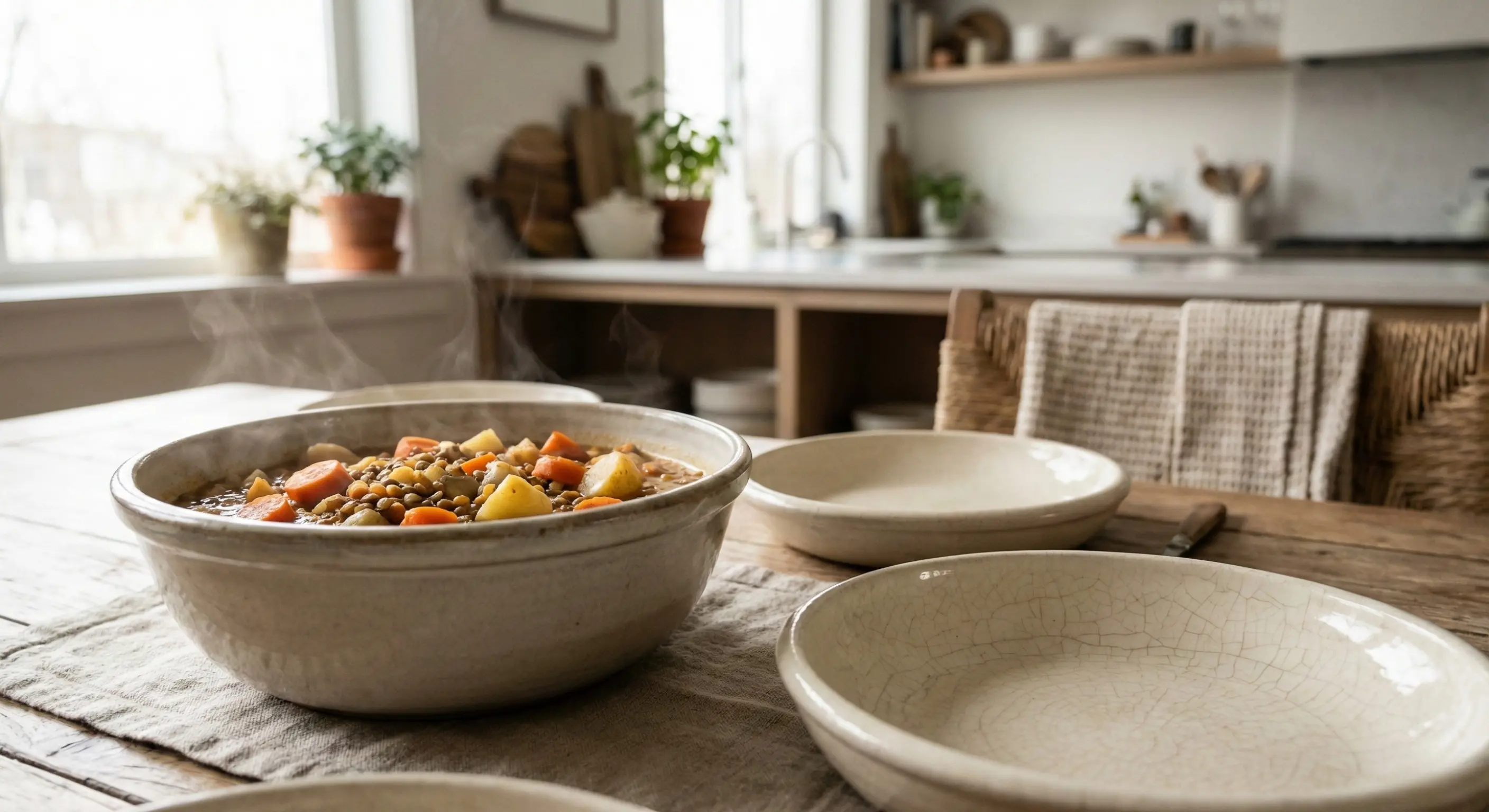 A potter's studio showing the raw process of creating durable stoneware.