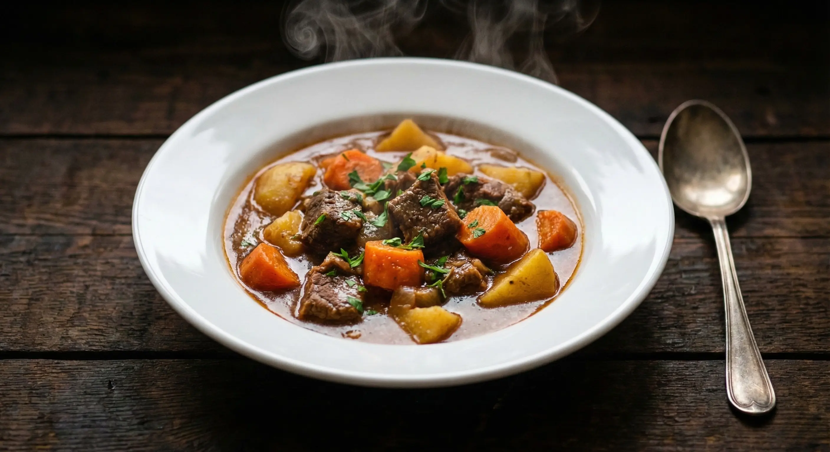 A close-up of a rustic pasta dish on an IKEA 365+ porcelain plate.
