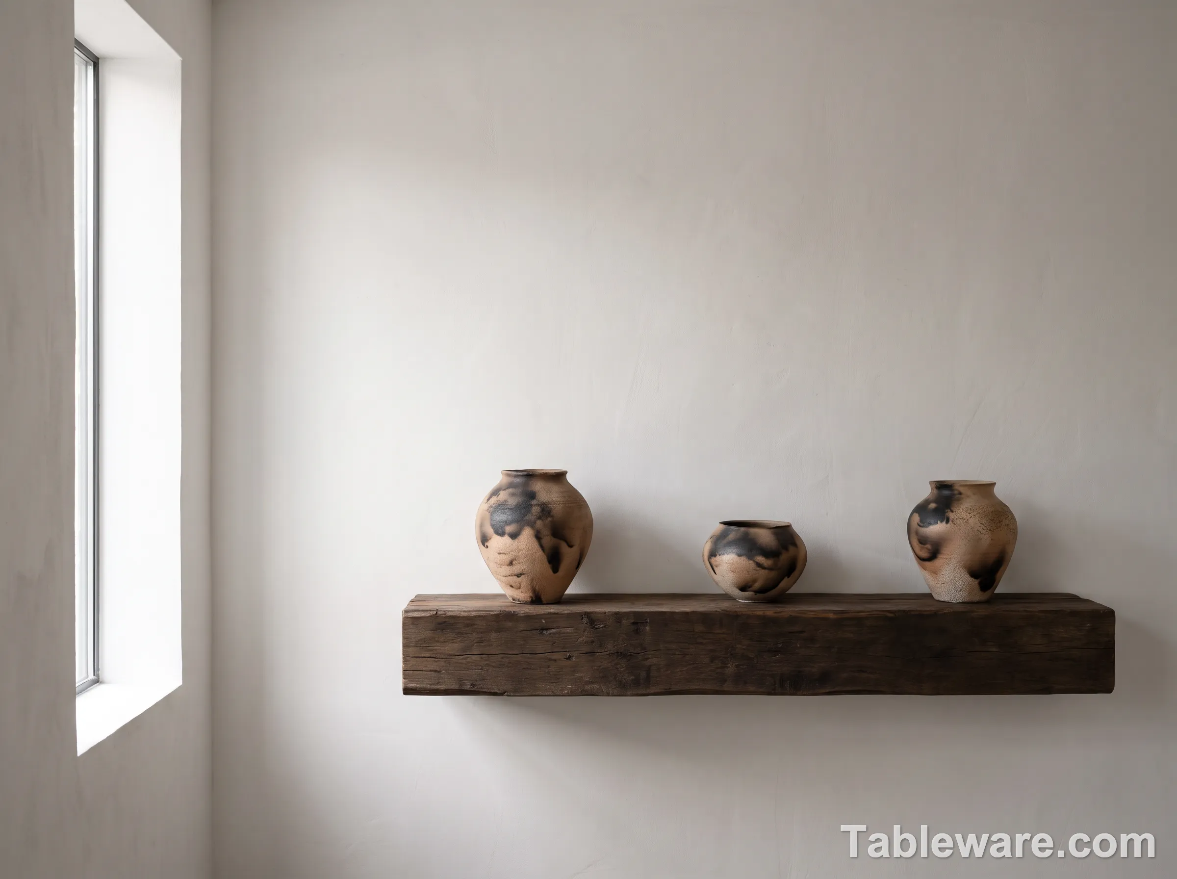 Naked raku vessels with smoke patterns visible on bare clay body